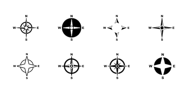 Conjunto de iconos de vector de brújula Dirección para el icono de navegación Norte Sur Este y Oeste
