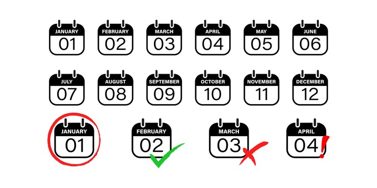 Vector conjunto de iconos de vector de calendario símbolo de fecha límite de programación de tiempo elemento web de evento de semana y día de mes