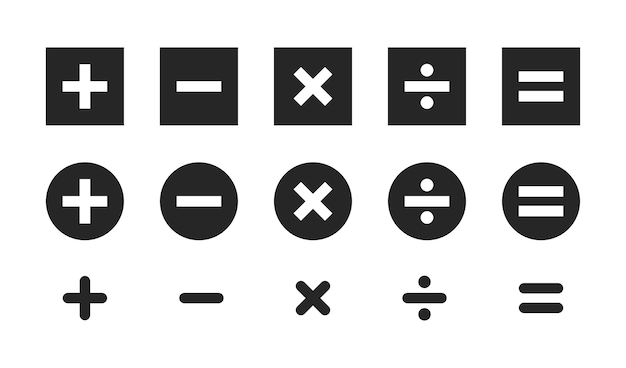 Conjunto de iconos de vector de clave de calculadora colección de botones de símbolo de teclas de matemáticas