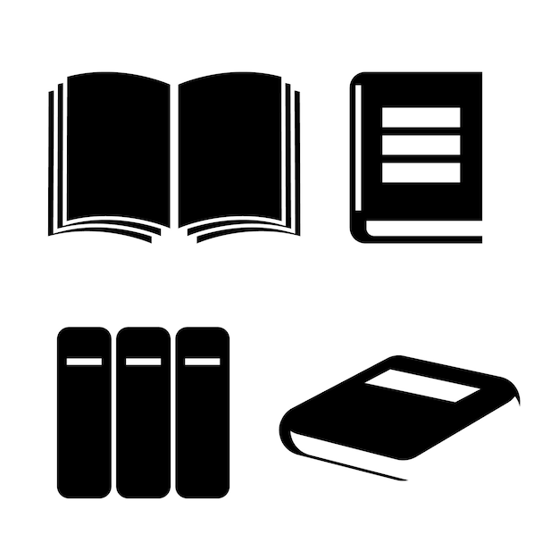 Conjunto de iconos de vector de cuaderno de documento de libro