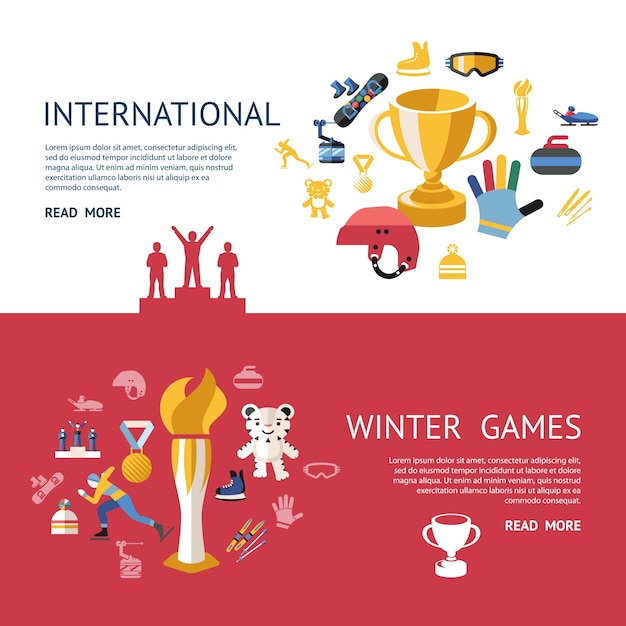 Conjunto de iconos de vector digital invierno juegos deporte objetos conjunto de colección