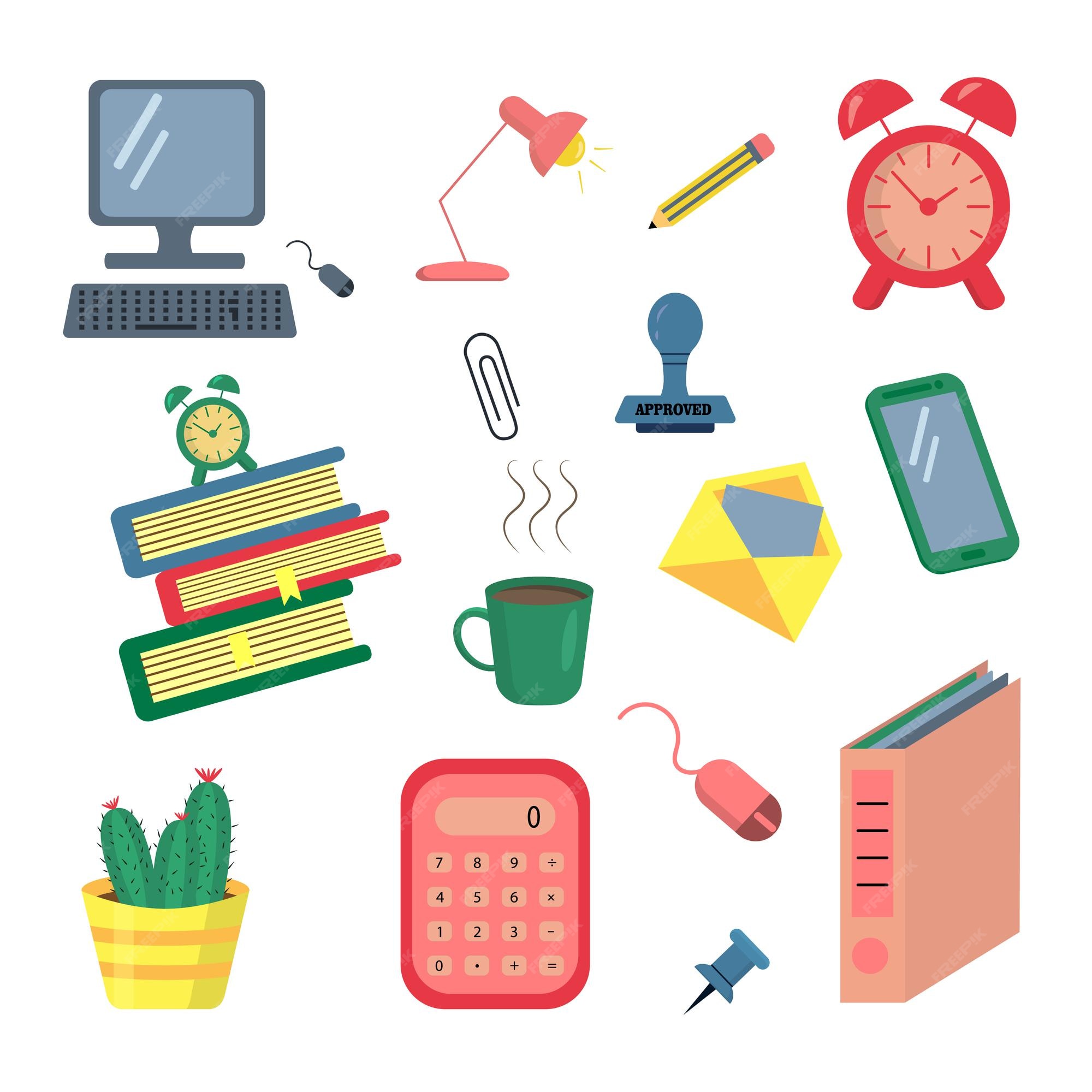 Conjunto de iconos de vector de doodle de color de oficina. elementos  vectoriales para sitios web de páginas de destino, banners, presentaciones,  fondos, carteles, blogs y redes sociales. | Vector Premium