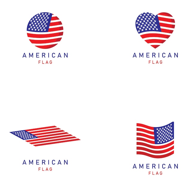 Conjunto de iconos de vector de elementos de diseño de logotipo de bandera americana