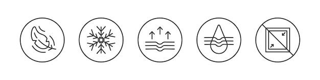 Conjunto de iconos de Vector de especificación de tela