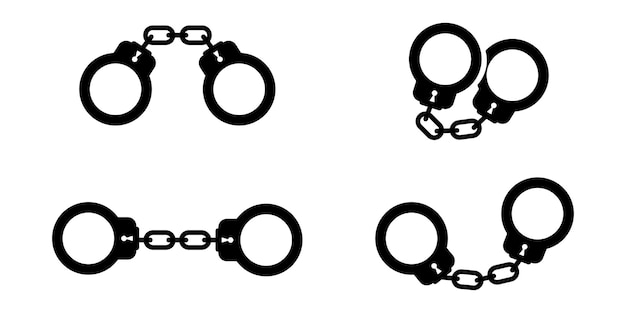 Conjunto de iconos de vector de esposas. Símbolo cárcel o crimen.