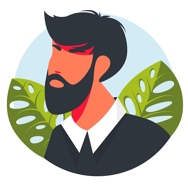 Conjunto de iconos de vector de estilo plano. avatar hermoso moderno del hombre. retratos de personas reales dibujadas a mano ilustración de concepto de diseño de vector de estilo plano de hombres, rostros masculinos y avatares de hombros.