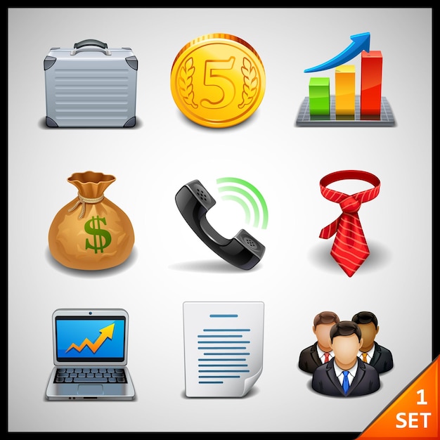 Conjunto de iconos de vector financiero y empresarial 1