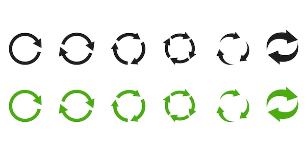 Conjunto de iconos de vector de flecha de círculo. Símbolo de reciclaje de reciclaje. ilustración vectorial eps10