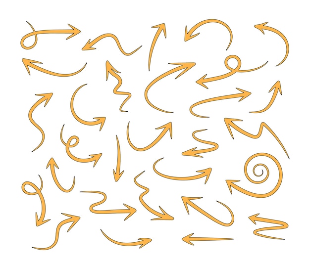 Conjunto de iconos de vector de flecha dibujada a mano