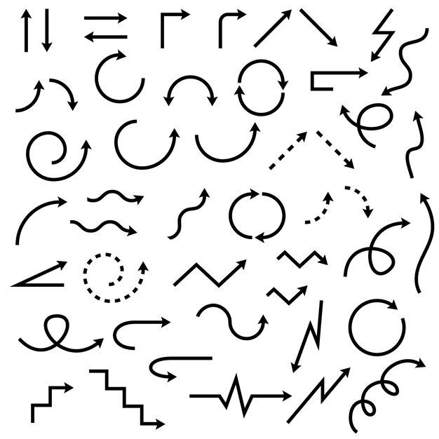 Conjunto de iconos de vector de flecha de flechas negras vector colección de vectores de flechas