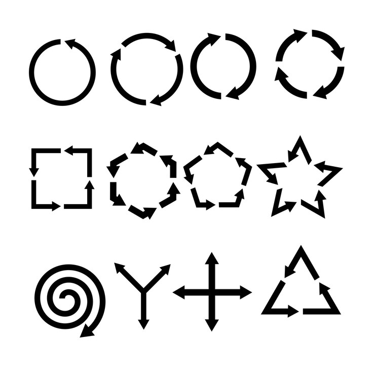 Vector conjunto de iconos de vector de flechas múltiples en forma de negro