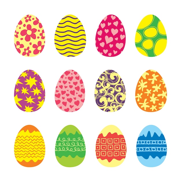 Conjunto de iconos de vector de huevos de pascua