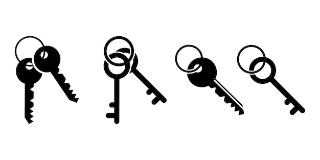 Conjunto de iconos de vector de llaves. Llave de la puerta. Protegiendo el hogar. Acceso privado.