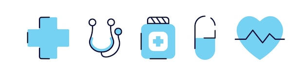 Conjunto de iconos de vector médico minimalista