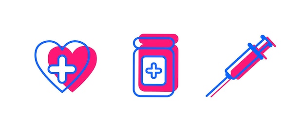 Conjunto de iconos de vector médico minimalista