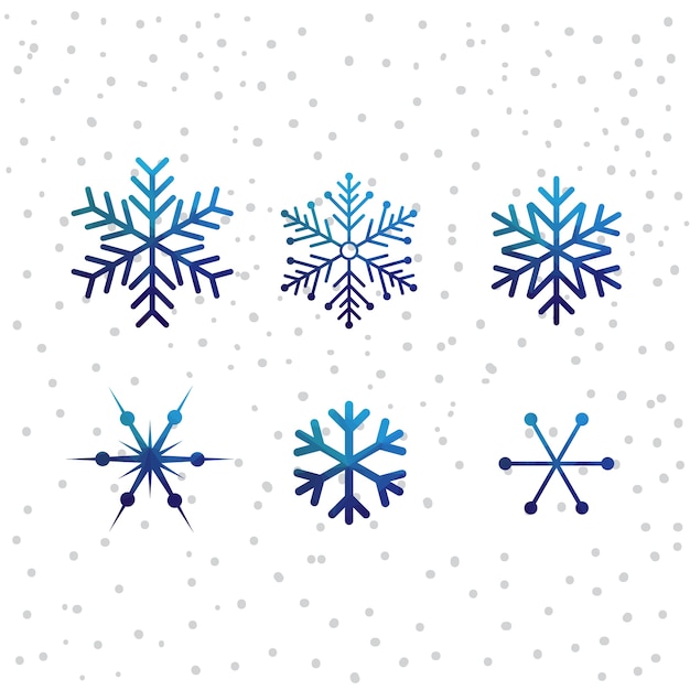 Conjunto de iconos de vector de nieve de Navidad