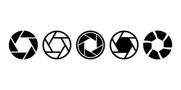 Conjunto de iconos de vector de obturador de cámara Silueta negra con obturador de cámara Vector 10 Eps
