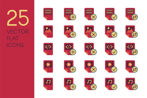 Conjunto de iconos de vector plano documentos y archivos