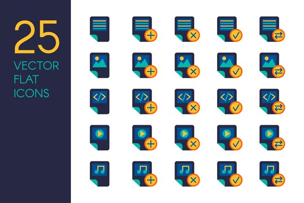 Conjunto de iconos de vector plano documentos y archivos