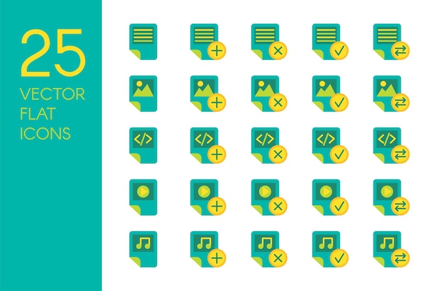 Conjunto de iconos de vector plano documentos y archivos