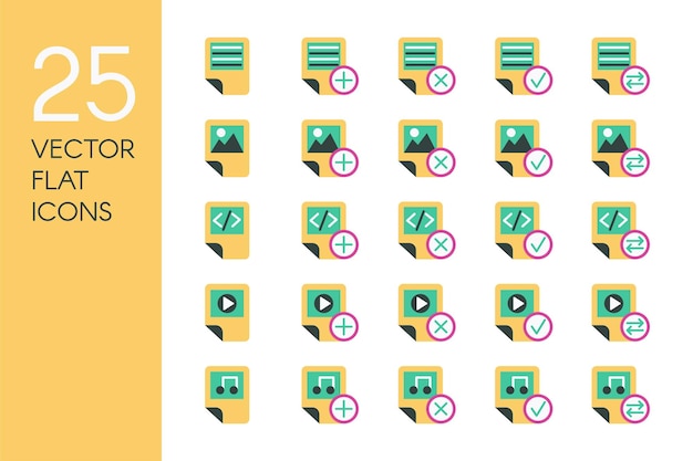 Conjunto de iconos de vector plano documentos y archivos