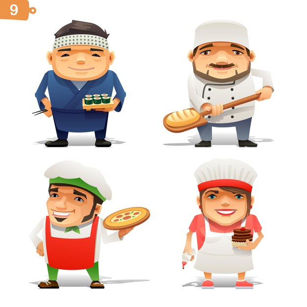 Vector conjunto de iconos de vector de profesiones de cocina