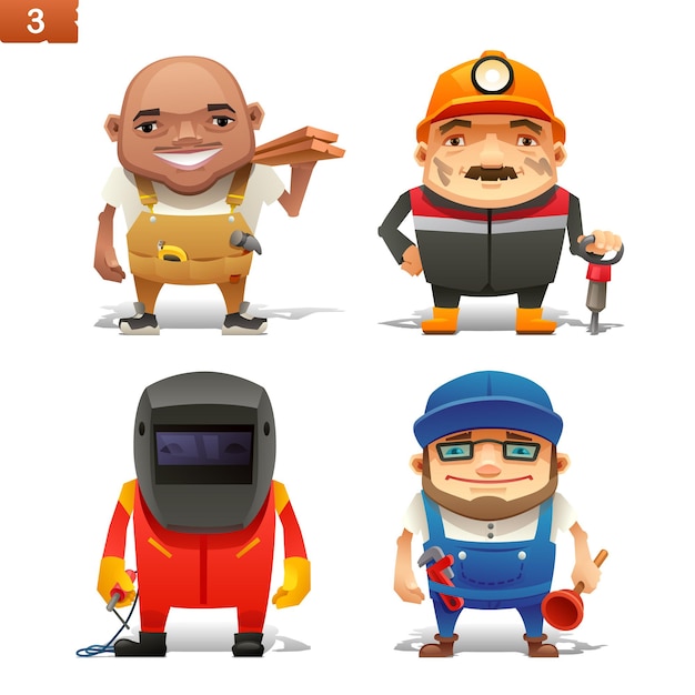 Conjunto de iconos de vector de profesiones de construcción 1