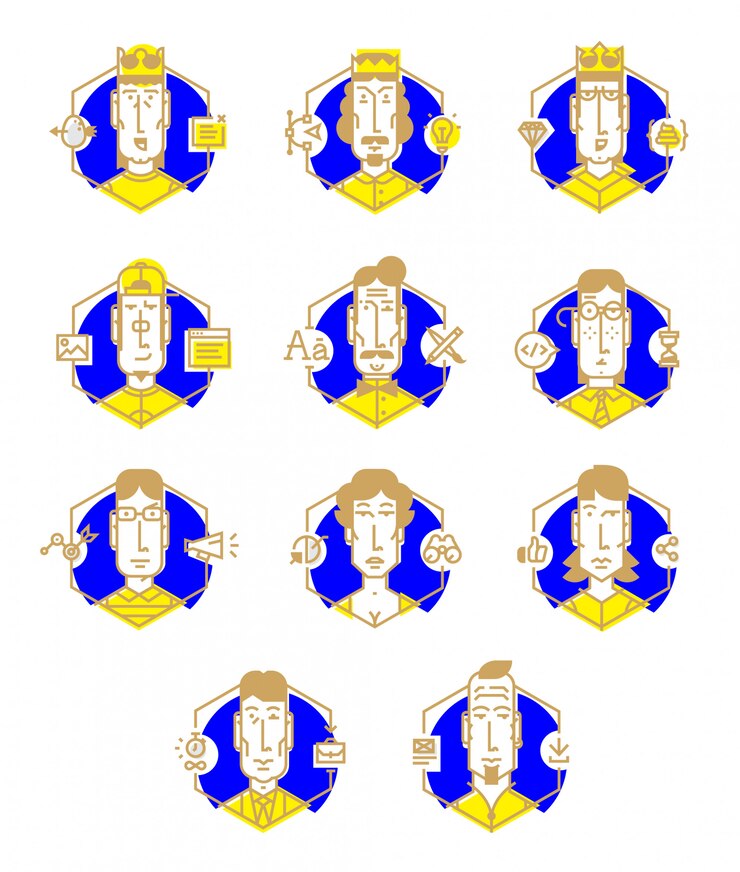 Vector conjunto de iconos de vector de las profesiones de las personas.