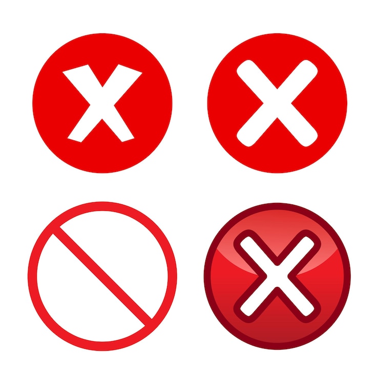 Vector conjunto de iconos de vector rojo x