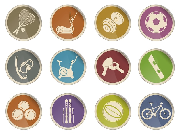 Conjunto de iconos de vector simple de equipamiento deportivo