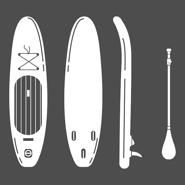 Conjunto de iconos de vector SUP Board y Paddle