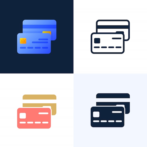 Conjunto de iconos de vector de tarjeta de crédito.