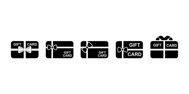 Conjunto de iconos de vector de tarjeta de regalo Presente para cumpleaños Tarjeta de bonificación sorpresa