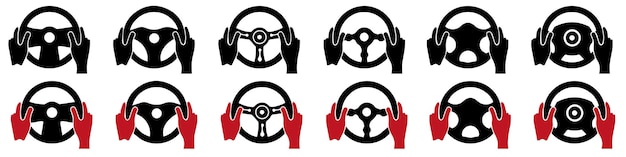 Conjunto de iconos de vector de volante icono de rueda de coche control de coche vector 10 eps