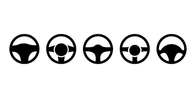 Conjunto de iconos de vector de volante. icono de rueda de coche. mando de coches.