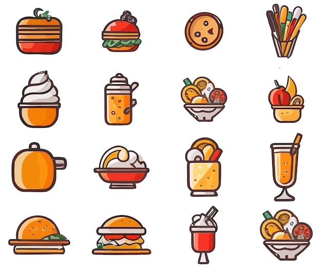 Conjunto de iconos de vectores de alimentos gratuitos para restaurantes
