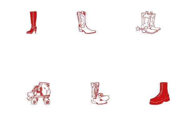 Vector conjunto de iconos de vectores de botas