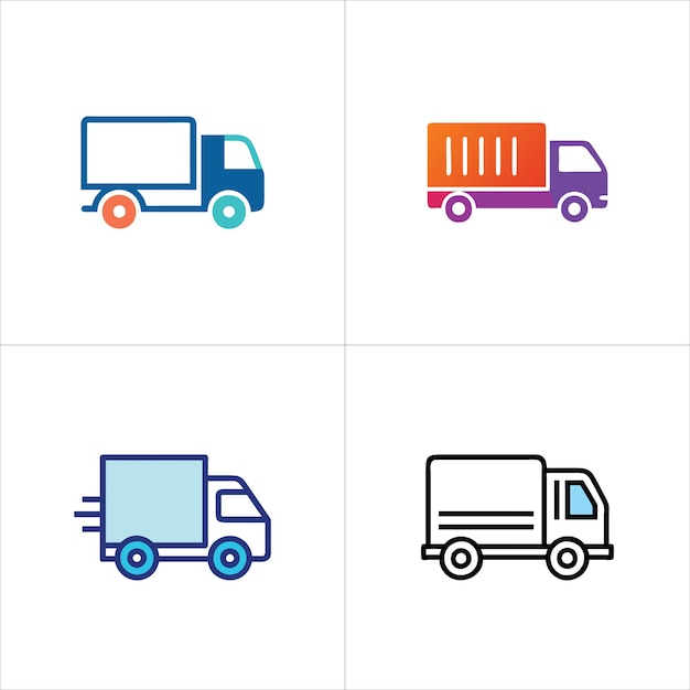 Conjunto de iconos de vectores de camiones de transporte