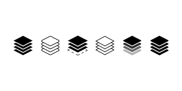 Conjunto de iconos de vectores de capas capas negras piso de nivel de nivel vector 10 EPS