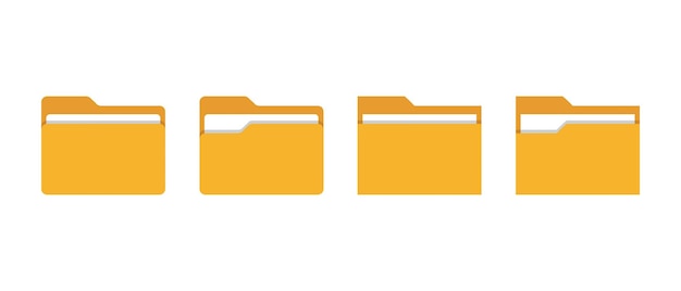 Conjunto de iconos de vectores de datos de carpetas Símbolo de directorio de documentos con sombra