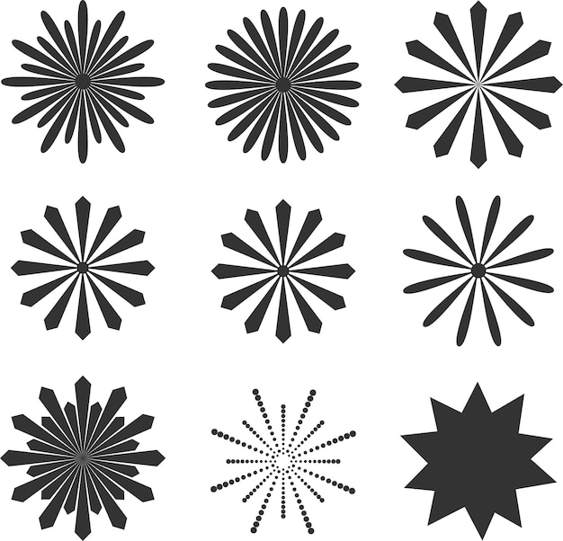 conjunto de iconos de vectores de estallido de estrellas