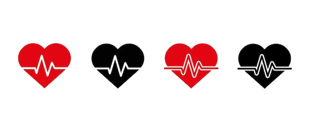 Conjunto de iconos de vectores de latidos cardíacos Símbolo de pulso para aplicaciones y sitios web médicos Ilustración de cardiología
