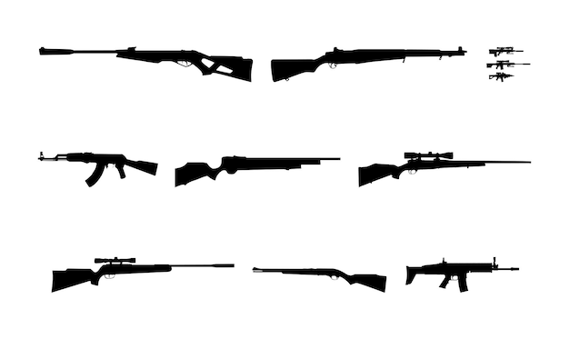 Conjunto de iconos de los vectores de los murciélagos de rifle