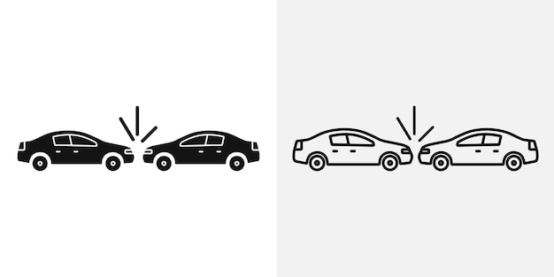 Conjunto de iconos vectoriales de accidentes de automóviles