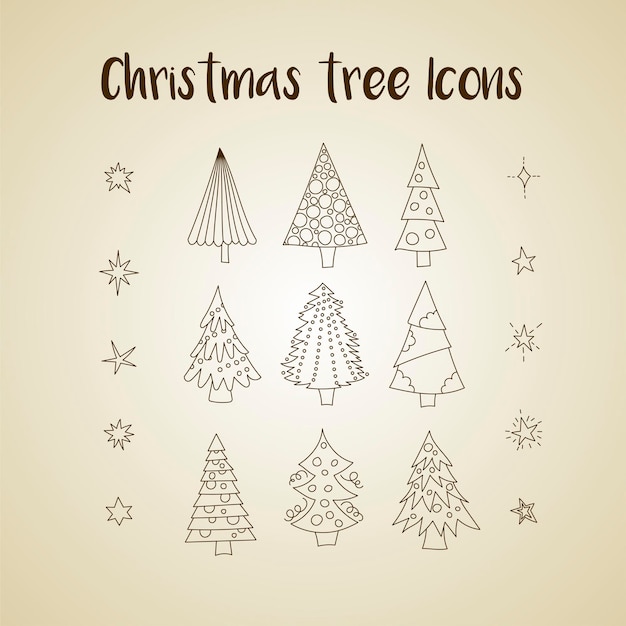 Conjunto de iconos vectoriales con árboles de Navidad xA
