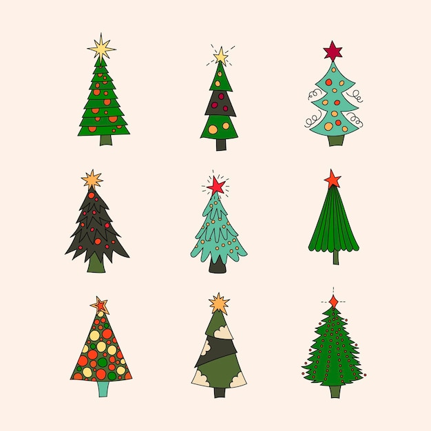 Conjunto de iconos vectoriales con árboles de Navidad xA