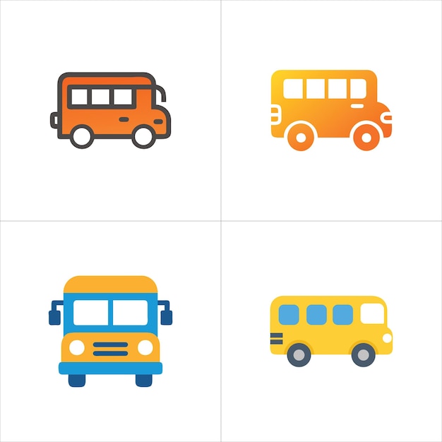 Conjunto de iconos vectoriales de autobuses escolares