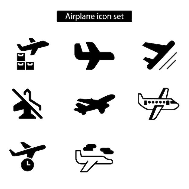 Conjunto de iconos vectoriales de aviones Ilustración aislada para diseño gráfico y web