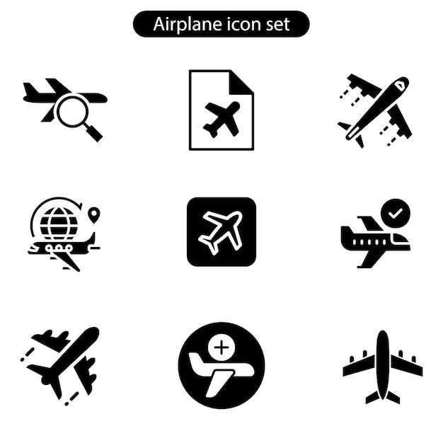 Conjunto de iconos vectoriales de aviones Ilustración aislada para diseño gráfico y web
