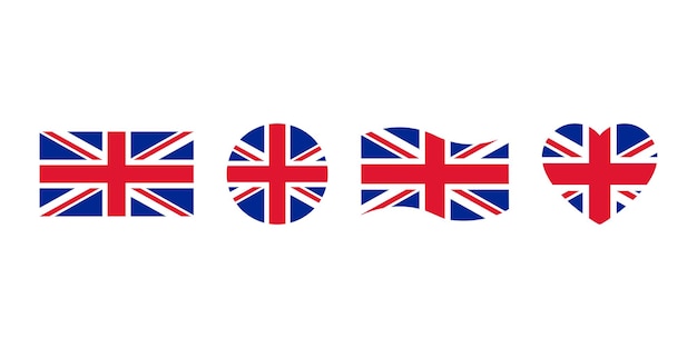 Conjunto de iconos vectoriales de la bandera nacional de gran bretaña bandera del reino unido o del reino unido símbolo del país de inglaterra